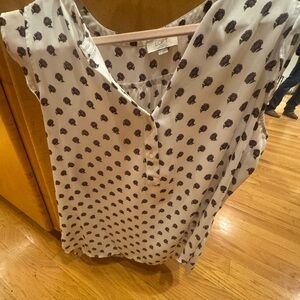 LOFT Black and White Patterned Blouse